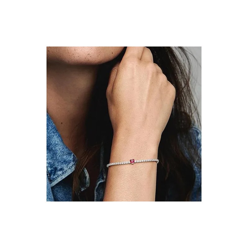 Pulseras De Plata 925 Mujer Rubí De Corazón Elegantes Regalo