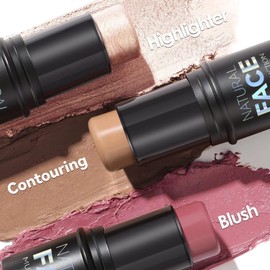 3PCS Colorete En Crema Contour Stick Iluminador En Stick, Bronzer y Blush Barra De Maquillaje Multifuncional, Resistente al Agua, Persistente, Define Los Pómulos y Esculpe el Rostro