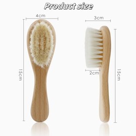 2-pcs Natural Goat Hair Baby Hair Brush - Hypoallergenic & Soft Wooden Handle for Delicate Scalp Massage & Relaxation - Perfect for Newborns & Toddler