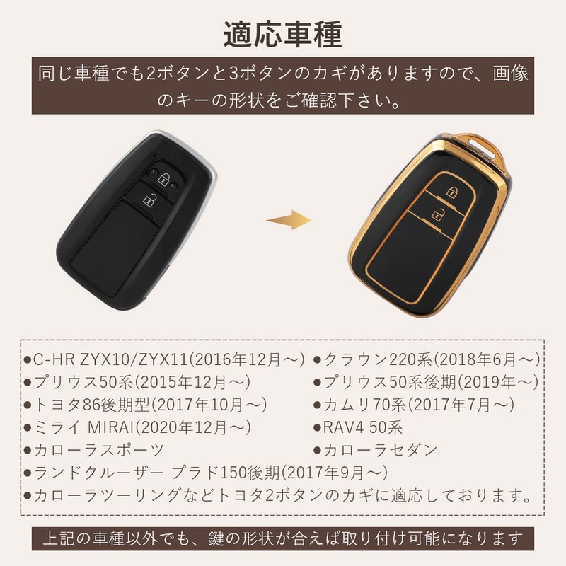 Futwod Keychain 2-Button, C-HR New Model, Camry 70 Series, Prius