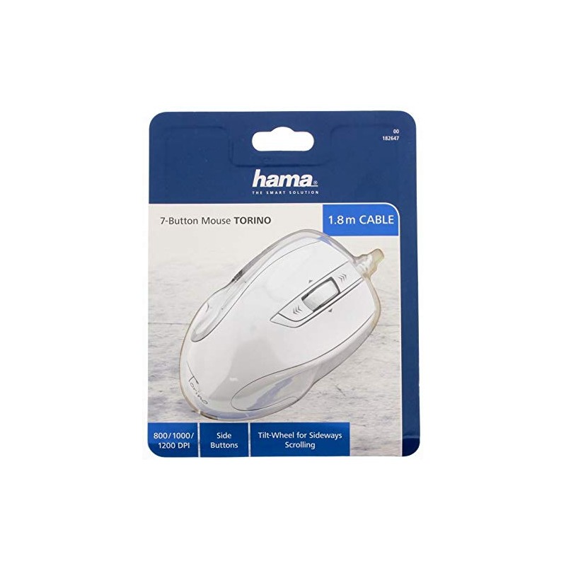 Hama Optische Maus „Torino“ (1,8m Kabel, USB, bis 1200 dpi,