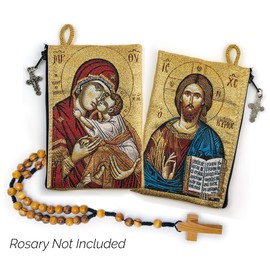 Virgin Mary Sweet Kiss & Jesus King of the Universe, Bulk Catholic Icon Coin Purses, Small Fabric Zipper Pouch, Women's Travel Wallet for Phone & Change, Clutch Purse for Rosaries & Religious Trinkets