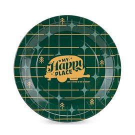 Camco Life is Better at The Campsite Paper Plates | 9-Inch | Green Grid |25-Count (53492)