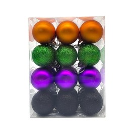 24 Pieces 30 mm Halloween Tree Baubles Mini Baubles Hanging Ball Halloween Ornaments for Halloween Party Decoration, Black Purple Green Copper