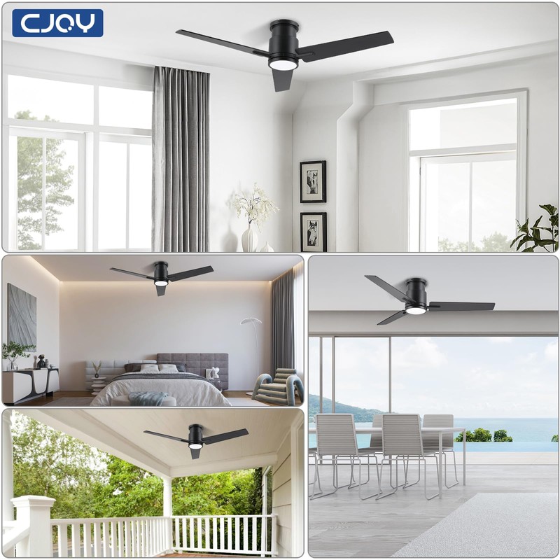 CJOY Ceiling Fan with Lights, 48 Inch Low Profile Ceiling