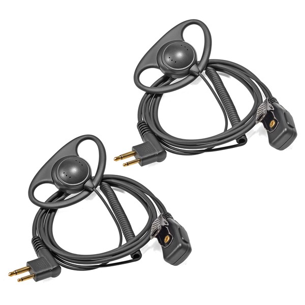 HYSHIKRA 2 Pin Radio Earpiece with PTT D Shape Headset