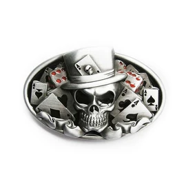 eeddoo® Gürtelschnalle - Glücksspiel Totenkopf - Poker Buckle (Buckle für Wechselgürtel für Damen und Herren | Belt Frauen Männer Oldschool Rockabilly Metall Gothic Wave Rock Biker Western Trucker)