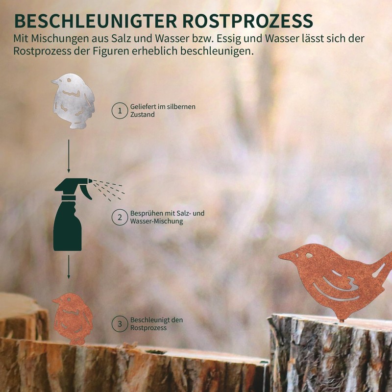 VERDOBA Vögel Gartendeko Rost - Gartenstecker Rost Vögel - Gartendeko