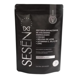 Sesen Black Pptidos de colgeno hidrolizado  cacao  melena de leon  vitamina c, d3, e, k1  zinc Polvo 225g                                             