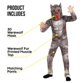 Boys Werewolf Deluxe Costume For Kids Quality Childs Wolf Dress Up, Werewolf, Small (43-48 Ins/110cm-122cm)