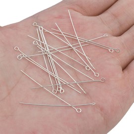 BEADIA - Alfileres de plata de ley 925 con ojo abierto, 0,5 x 40 mm, 20 unidades para hacer joyas