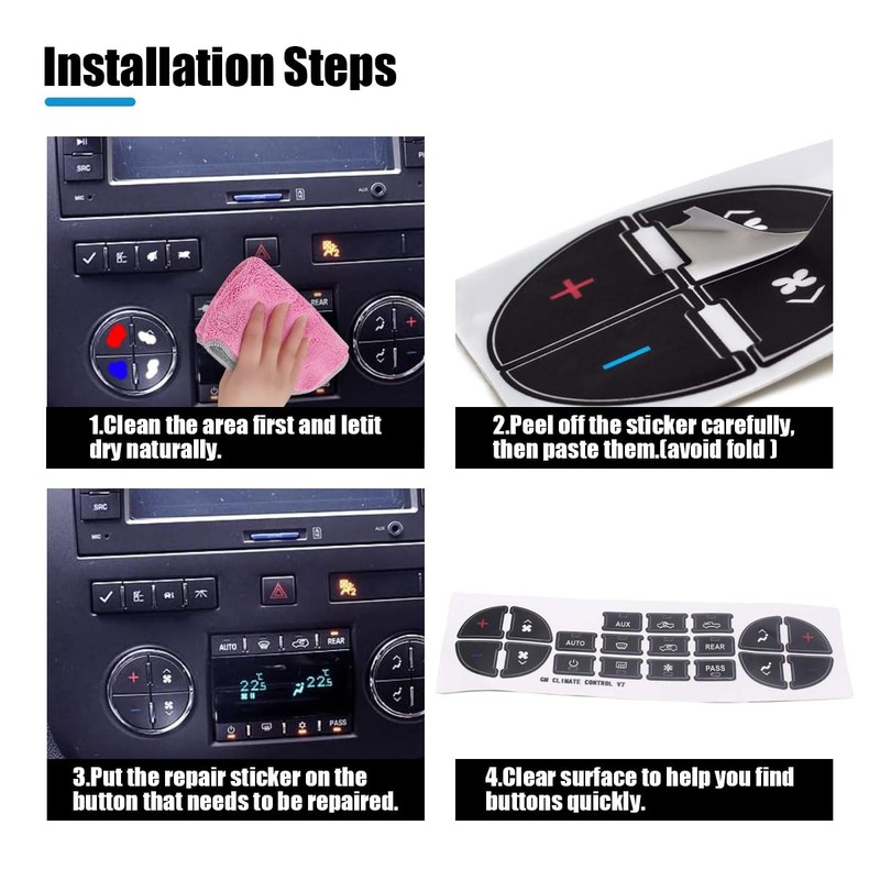AC Dash Button Repair Kit, AC Dash Switch Label Replacement