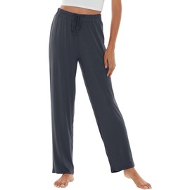 WiWi Pajama Pants for Women Viscose from Bamboo Soft Wide Leg Sweatpants Drawstring Bottoms Sleep Pj Pant S-XXL, Charcoal, Medium