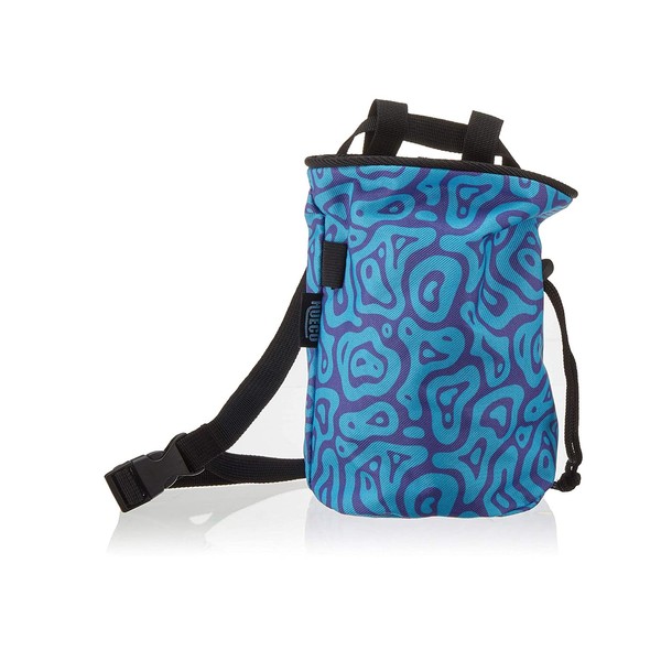 Hueco Chalk Bag with Belt and Zipper Smartphone Pocket for Rock Climbing, Bouldering, Gymnastics, Fitness, Cross Fit and Weightlifting (Blue/Purple Wave)