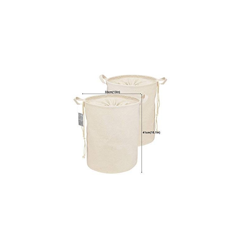FiveSeasonStuff Pack of 2 Foldable Light Beige Cotton Linen Storage