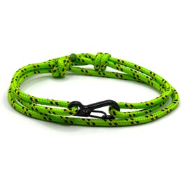 Carabiner Rope Bracelet - Strong Paracord Climbing rope with Carabiner clip Bracelet - Adjustable Paracord rope with black Clasp | Durable Survival bracelet | Handmade Men's Bracelet (Neon Green)