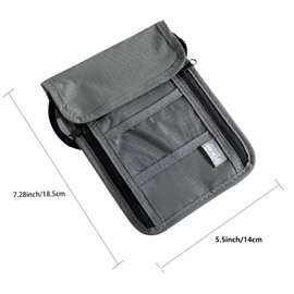 Dafape Neck Wallet, Travel Pouch Passport Holder Phone Bag Women Men Purse Crossbody Bag Shoulder Bag Satchel Bag for Work Workout Sports Outdoor (Gray)