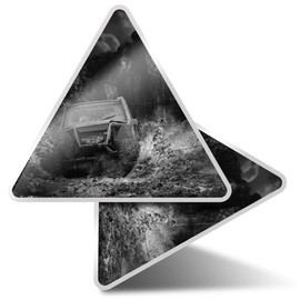 2 x Triangle Stickers 10cm - BW - Off Roading Quad ATV Dirt Car Fun Decals for Laptops,Tablets,Luggage,Scrap Booking,Fridges, #41959