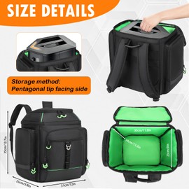 BISKLNDN Carrying Case Travel Backpack Compatible with Bose S1 Pro/ S1 Pro+, Portable Bluetooth Speaker Bag with Shoulder Straps and Accessory Pockets for Microphone, Charger, Cable, Black with Green