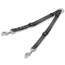 No Tangle Reflective Dog Leash Coupler - Double Dog Walker and Trainer Leash - Two Dogs Adjustable Splitter Lead - Each Side Adjusts 11" to 20" in Length (Large - 1" Width, Black)