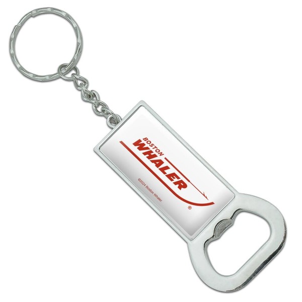 GRAPHICS & MORE Boston Whaler Red Logo Keychain Rectangle Chrome