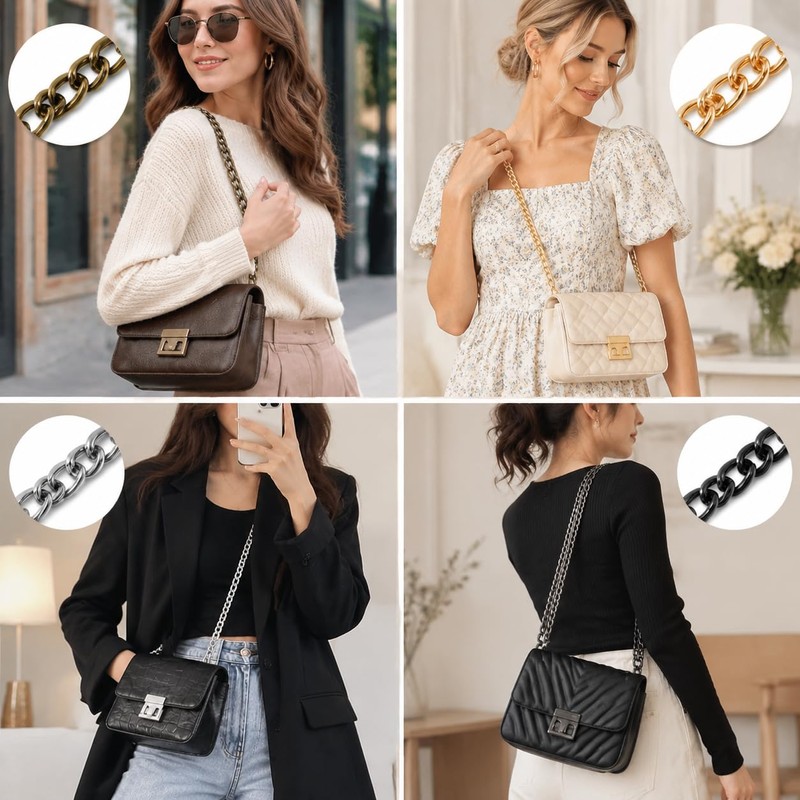 8Pcs Handbag Chain Strap 120cm, Shoulder/Handbag Chain, Bag Chain for