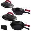 Cast Iron Skillet Set with Lids - 10"+12"-inch Pre-Seasoned Covered