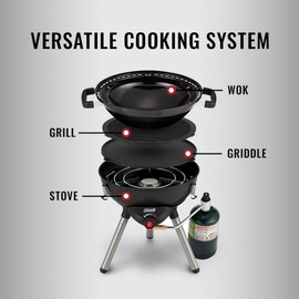 Coleman 4-in-1 Portable Propane Grill with 4 Cooking Attachments, Grill/Stove/Griddle/Wok with 7000 BTUs of Power for Grilling, Tailgating, Camping, BBQ, & More