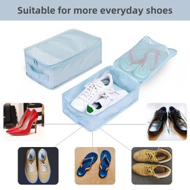 JJ POWER Travel Shoe Bags, Foldable Waterproof Shoe Pouches Organizer-Double Layer, Blue, 4 Packs, Daily Use