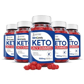Justified Laboratories (5 Pack) Slim Candy Keto ACV Gummies 1000MG with Pomegranate Juice Beet Root B12 300 Gummys