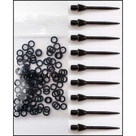 THOR-DARTS ®™ 100 Rubber Rings + 9 Steel Tips Converter (Black/Black, 9 Pieces/3 Set)
