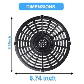 Air Fryer Grill Pan for Power XL 5QT Air fryer, 8.7'' 5QT Round Non-Stick Replacement Tray Rack Parts Accessories Crisper Plate Grill Plate, Dishwasher Safe