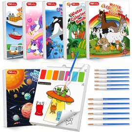 YMluky Water Coloring Books for Toddlers 3-8,6 Coloring Book With Watercolor Paint Set Kids,Travel Coloring Kit，Arts and Crafts Suitable for Birthday (Boy Like)