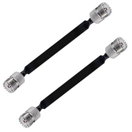 Generic 2 Pack 40cm RF Coaxial Cable Window/Door Pass Through Flat Cable, SO239 UHF Female to UHF Female,50 Ohm, Pigtail Extension Cord