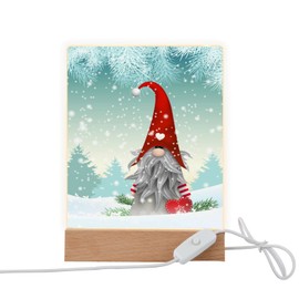 Christmas Gnome Elf Night Light Winter Snowflakes Photo Night Lights LED Nightlight Lamp with USB Charger Table Bedroom Bathroom Kitchen Nightlights