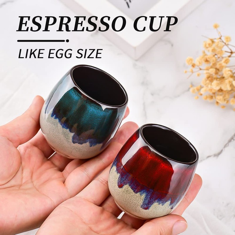2.7 oz (80 ml) Ceramic Espresso Cups Set of 2