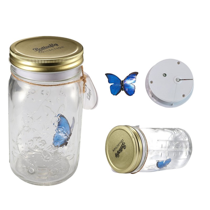 Fangfang LED Lamp Romantic Glass Animated Butterfly Jar Gift Decoration