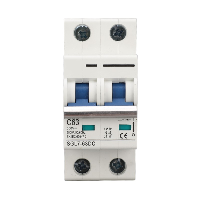 DC500V 2P Miniature DC Circuit Breaker Short Circuit Overload Protection