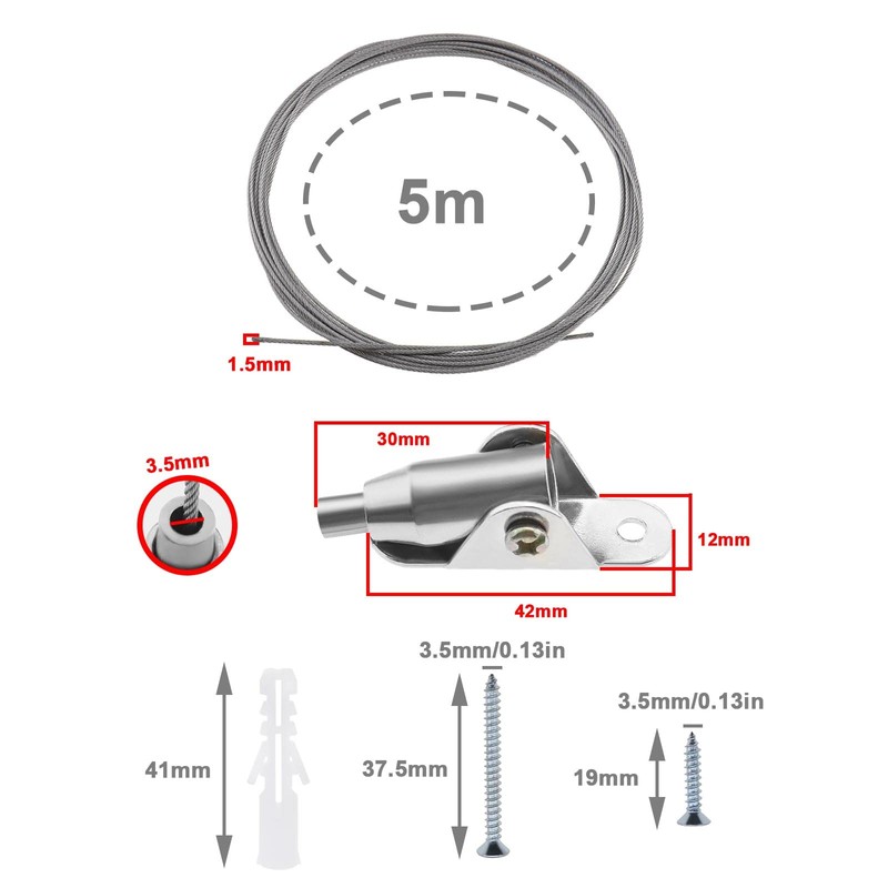 Rope Tension Kit 5 Meter Stainless Steel Wire Rope Adjustable