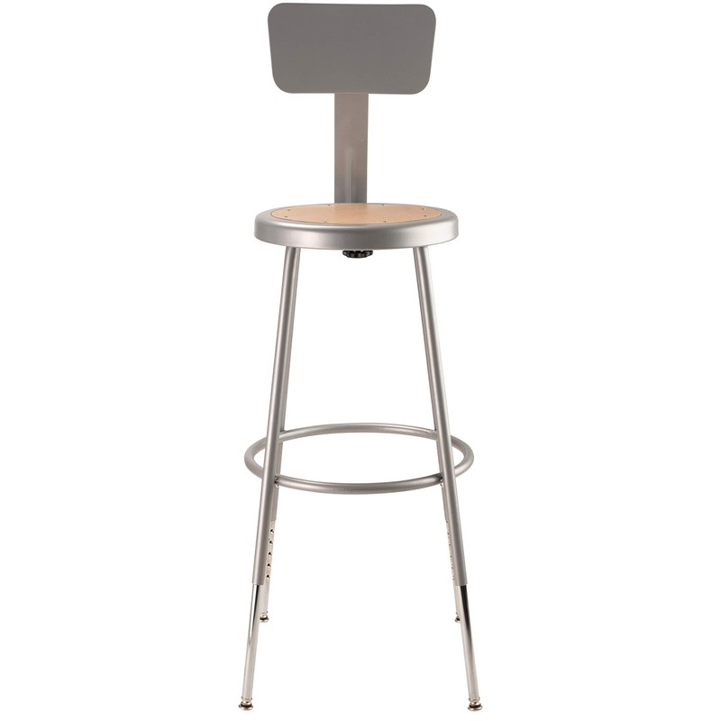 NPS 24" Adjustable Height Steel Stool with Backrest, Grey
