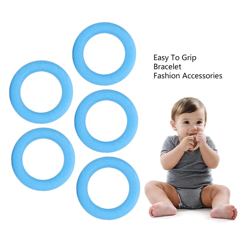 5pcs Baby Soft Silicone Teething Ring Toy Infant Safe Elastic