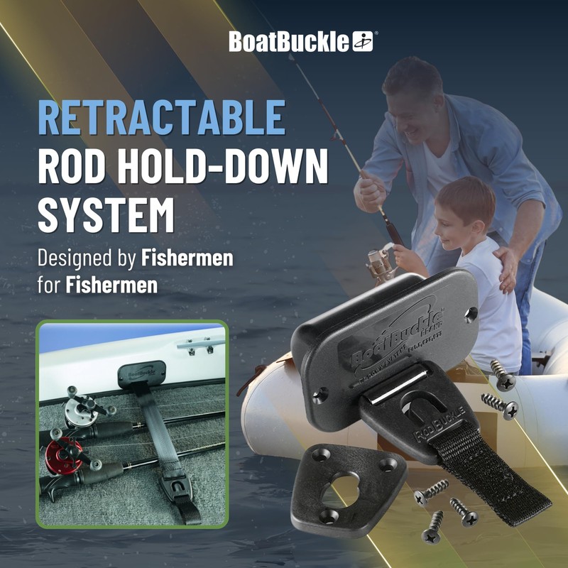 BoatBuckle F14200 Gunwale/Deck Mount Retractable Rod Tie-Down