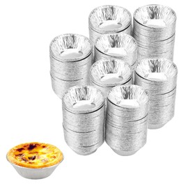 JAPCHET 400 PCS Foil Tart Cases, Egg Tart Cases, Mince Pie Foil Cases for Baking Pie, Bun, Tart, Pudding