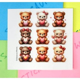 Stickasaurus Wrecks Teddy Bears & Hearts Mini Sticker Sheet Style 2