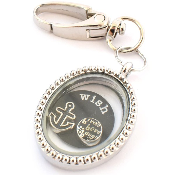 Motivational Uplifting Wish Locket Key Chain/Keyring/Handbag Charm. Wish, Live Love