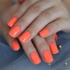 EchiQ Neon Fake Nails Short for Daily Wear Square Natural