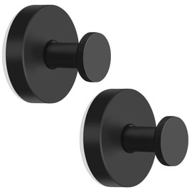 Suction Cup Hooks for Shower Stainless Steel, Towel Hooks for Bathrooms Hangs 11lbs, Shower Hooks for Bathroom, Kitchen, Glass Door, Mirror, Tile, Loofah, Towel, Coat, Bath Robe, Matte Black 2 Pack