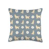 Golden Retriever and Daisy Flower Pattern Dusty Blue Throw Pillow