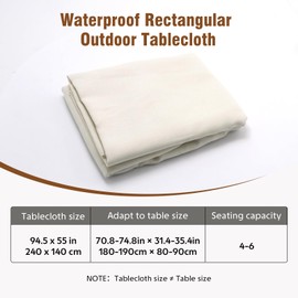 Beige Table Cloths for 6 Foot Rectangle Tables 55 x 94 Inch Wrinkle-Free Table Cloth Decorative Fabric Table Cover for Kitchen Dining Room Party and Outdoor Use