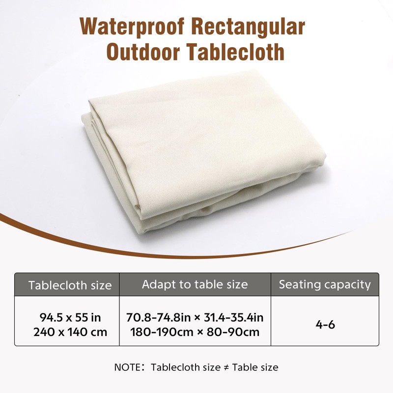 Beige Table Cloths for 6 Foot Rectangle Tables 55 x